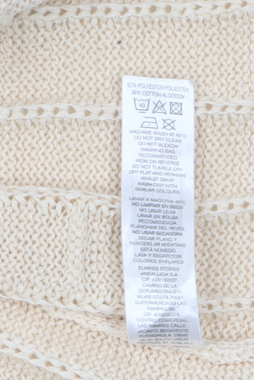 Dunnes Women Beige Open-Knit Short Sleeve Cardigan Size M