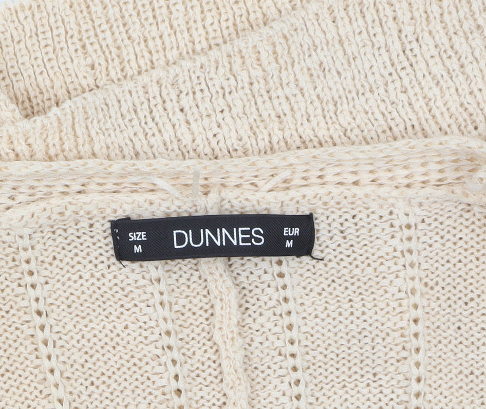 Dunnes Women Beige Open-Knit Short Sleeve Cardigan Size M