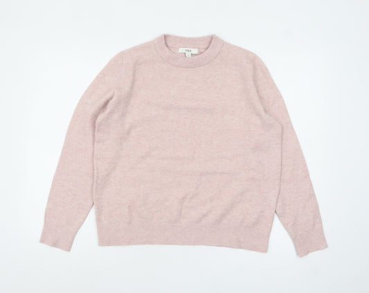 Marks and Spencer Women Pink Crew Neck Long Sleeve Knit Jumper M