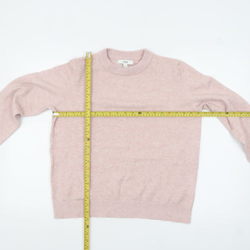 Marks and Spencer Women Pink Crew Neck Long Sleeve Knit Jumper M