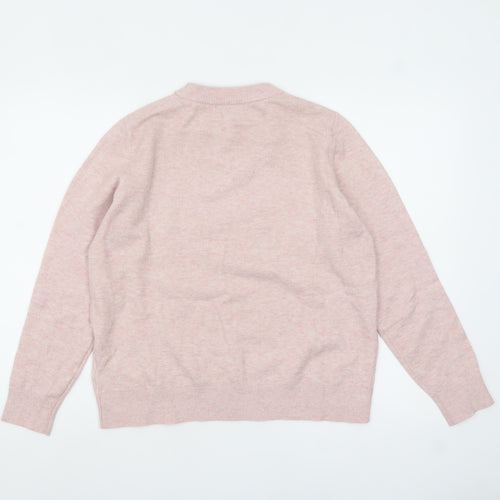 Marks and Spencer Women Pink Crew Neck Long Sleeve Knit Jumper M