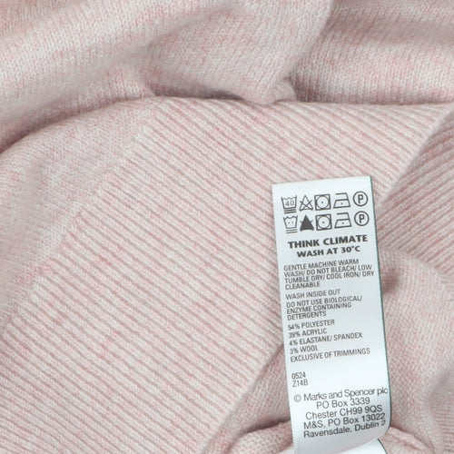 Marks and Spencer Women Pink Crew Neck Long Sleeve Knit Jumper M