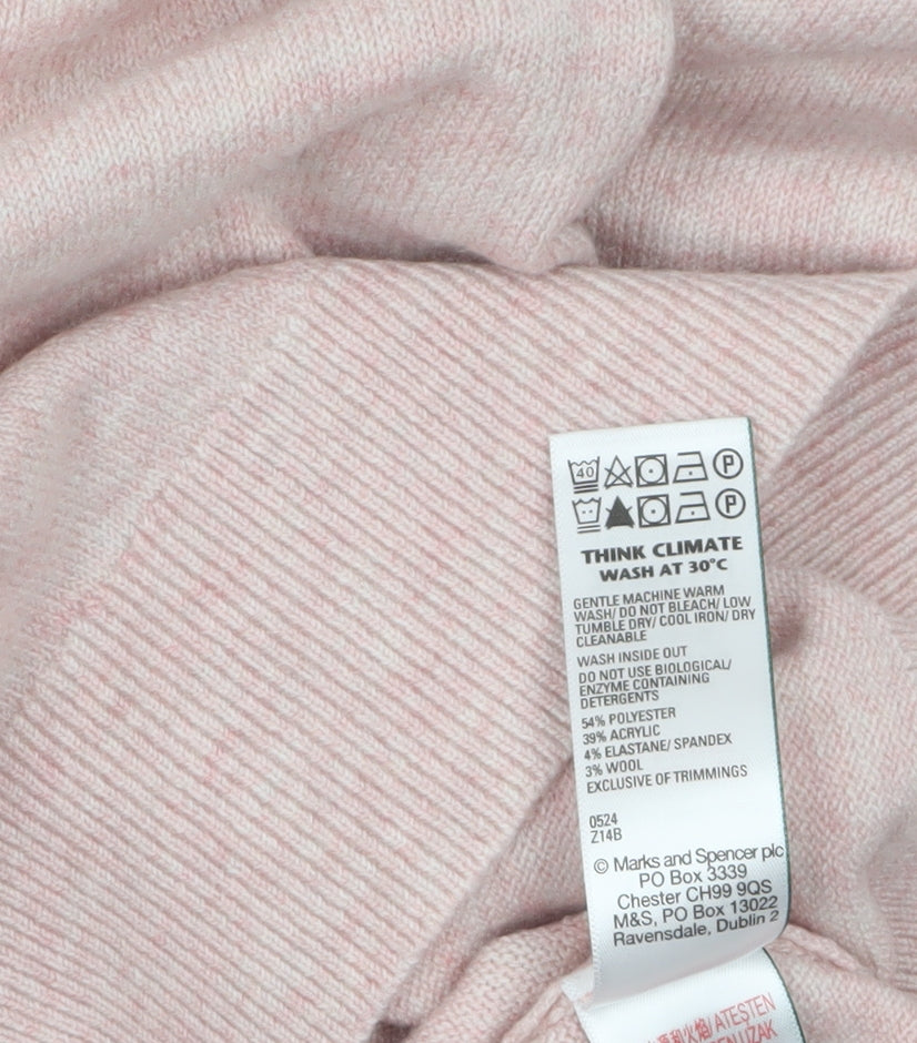 Marks and Spencer Women Pink Crew Neck Long Sleeve Knit Jumper M