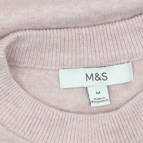 Marks and Spencer Women Pink Crew Neck Long Sleeve Knit Jumper M
