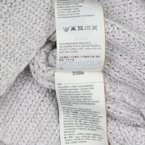 Superdry Women Grey Mock Neck Chunky-Knit Jumper Size S
