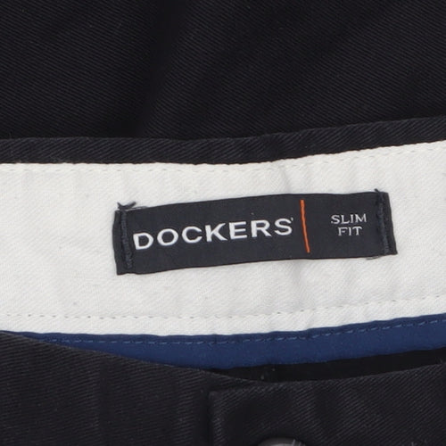 Dockers Men's Black Slim Fit Chino Trousers 33x32