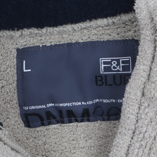 F&F Men’s Beige 1/4 Zip Fleece Jumper Size L Thermal Casual