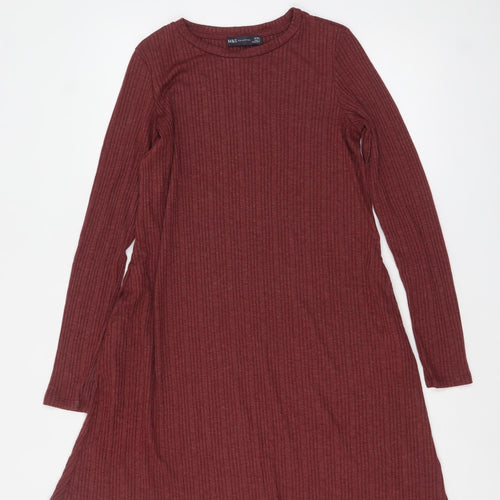 Marks and Spencer Women Red Knit A-Line Dress Size 10
