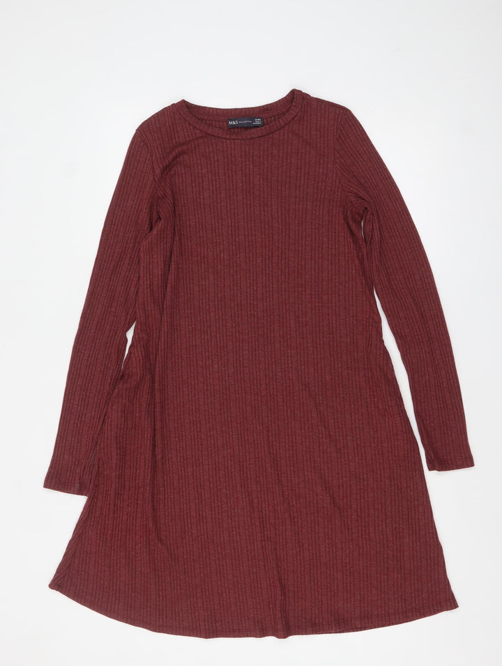 Marks and Spencer Women Red Knit A-Line Dress Size 10