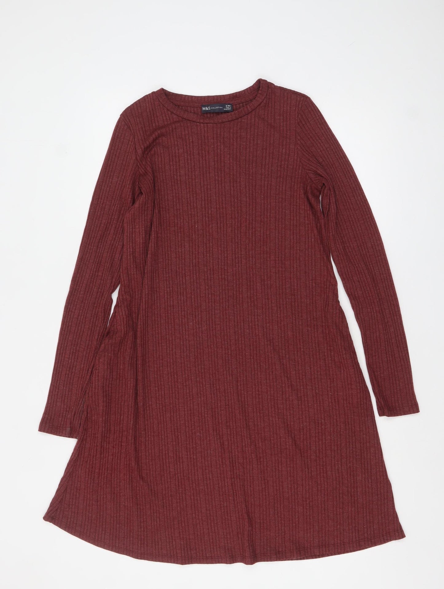 Marks and Spencer Women Red Knit A-Line Dress Size 10