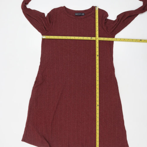 Marks and Spencer Women Red Knit A-Line Dress Size 10