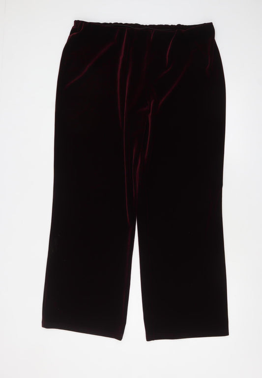 Marks and Spencer Womens Red Velvet Straight Trousers Size 20