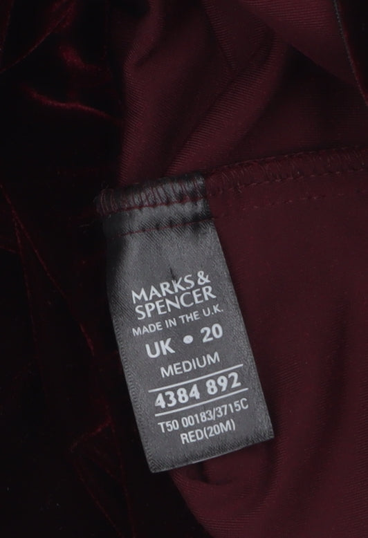 Marks and Spencer Womens Red Velvet Straight Trousers Size 20