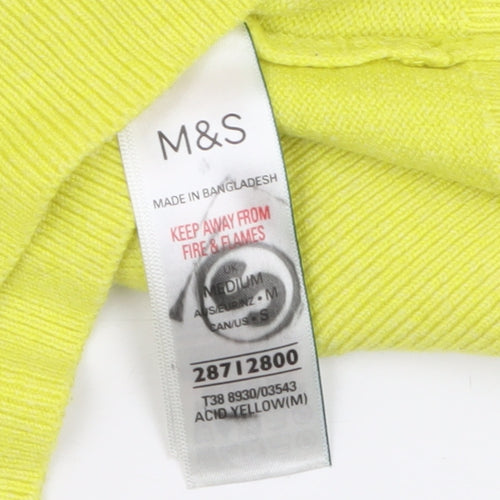 Marks and Spencer Women’s Yellow Roll Neck Jumper Size M