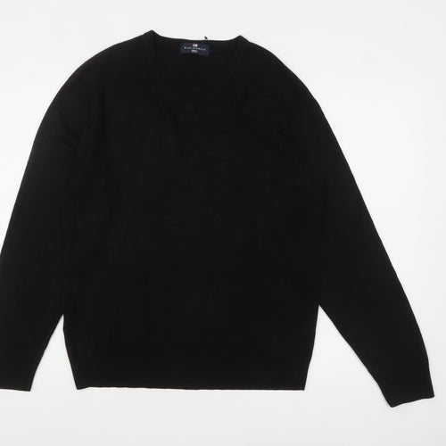 Marks and Spencer Men's Black V-Neck Acrylic Jumper Medium Regular Fit