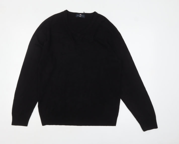 Marks and Spencer Men's Black V-Neck Acrylic Jumper Medium Regular Fit