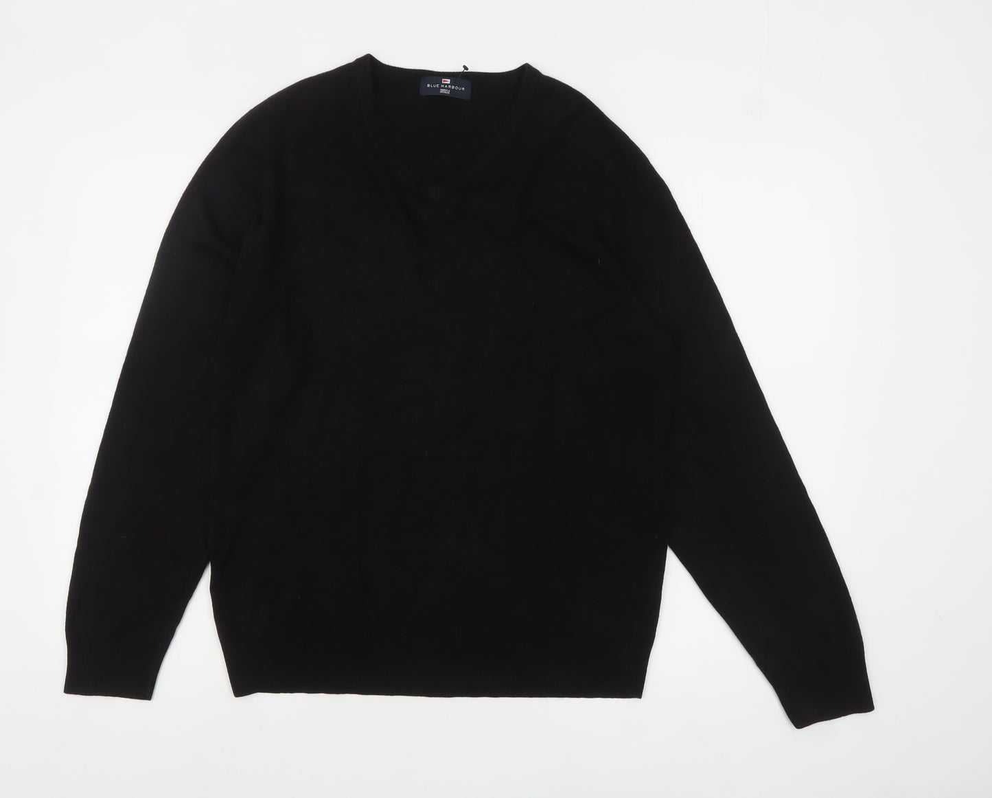 Marks and Spencer Men's Black V-Neck Acrylic Jumper Medium Regular Fit