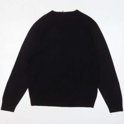 Marks and Spencer Men's Black V-Neck Acrylic Jumper Medium Regular Fit