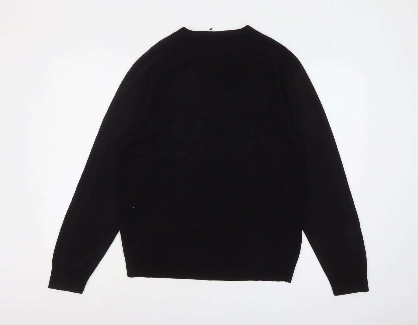 Marks and Spencer Men's Black V-Neck Acrylic Jumper Medium Regular Fit