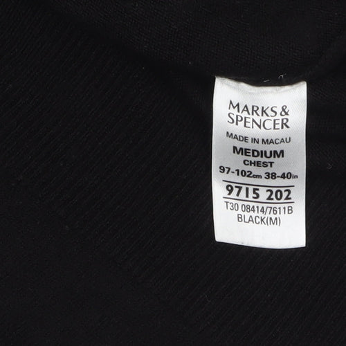Marks and Spencer Men's Black V-Neck Acrylic Jumper Medium Regular Fit
