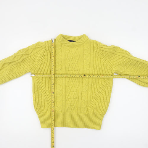 Marks and Spencer Women's Yellow Cable Knit High Neck Jumper Size 14