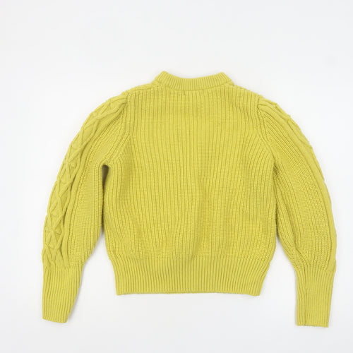 Marks and Spencer Women's Yellow Cable Knit High Neck Jumper Size 14