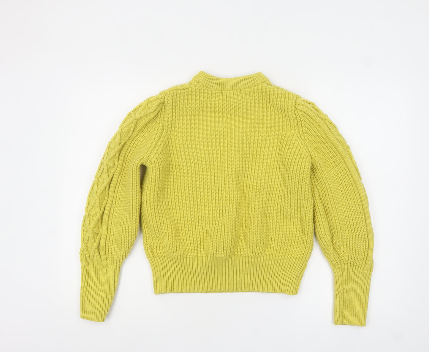 Marks and Spencer Women's Yellow Cable Knit High Neck Jumper Size 14