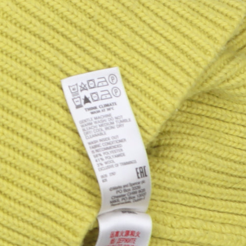 Marks and Spencer Women's Yellow Cable Knit High Neck Jumper Size 14