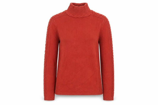 Front view of Principles Women’s Red Roll Neck Cotton Jumper, size UK 12
