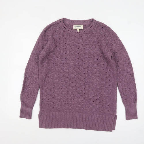 FatFace Women's Purple Cotton Open-Knit Jumper Size 8