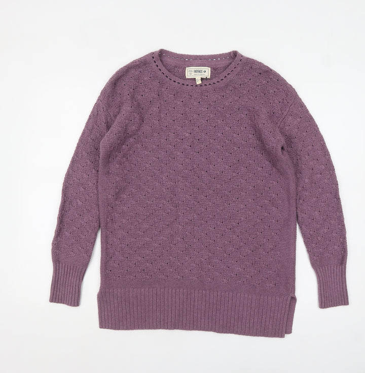 FatFace Women's Purple Cotton Open-Knit Jumper Size 8
