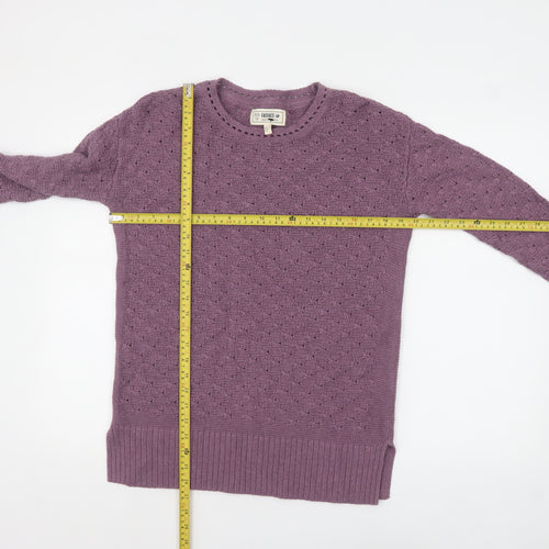 FatFace Women's Purple Cotton Open-Knit Jumper Size 8
