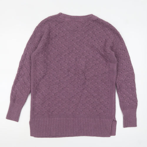 FatFace Women's Purple Cotton Open-Knit Jumper Size 8