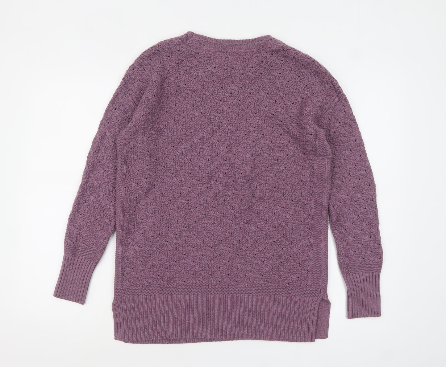FatFace Women's Purple Cotton Open-Knit Jumper Size 8
