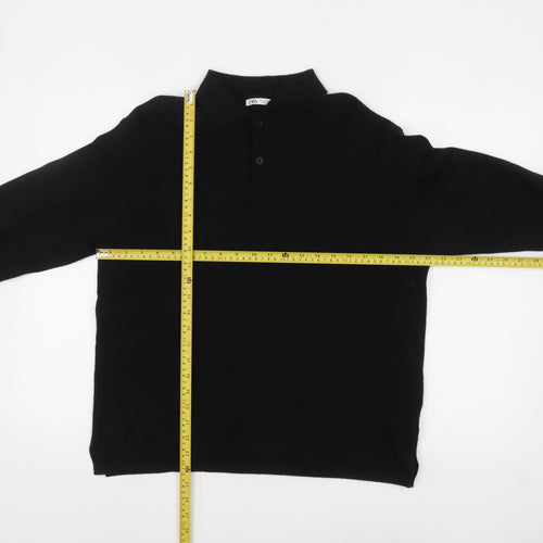 Zara Women Black Collared Long Sleeve Henley Jumper Size 12