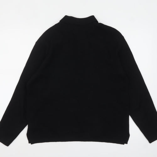 Zara Women Black Collared Long Sleeve Henley Jumper Size 12