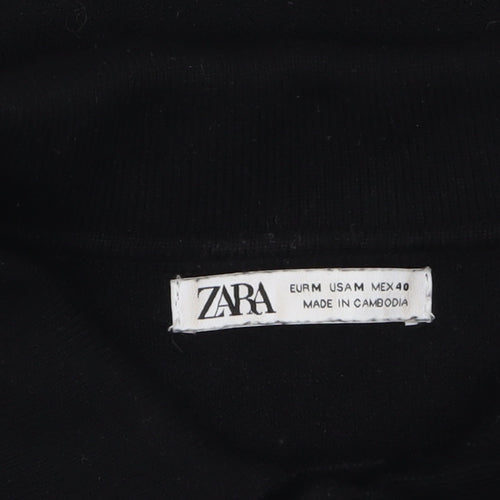 Zara Women Black Collared Long Sleeve Henley Jumper Size 12