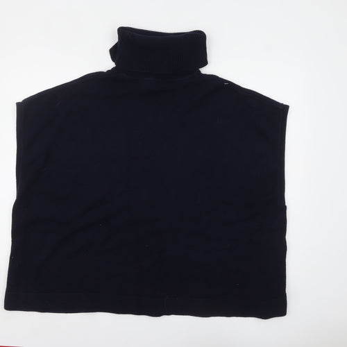 Boden Women Blue Roll Neck Button Cape Style Sleeveless Jumper M