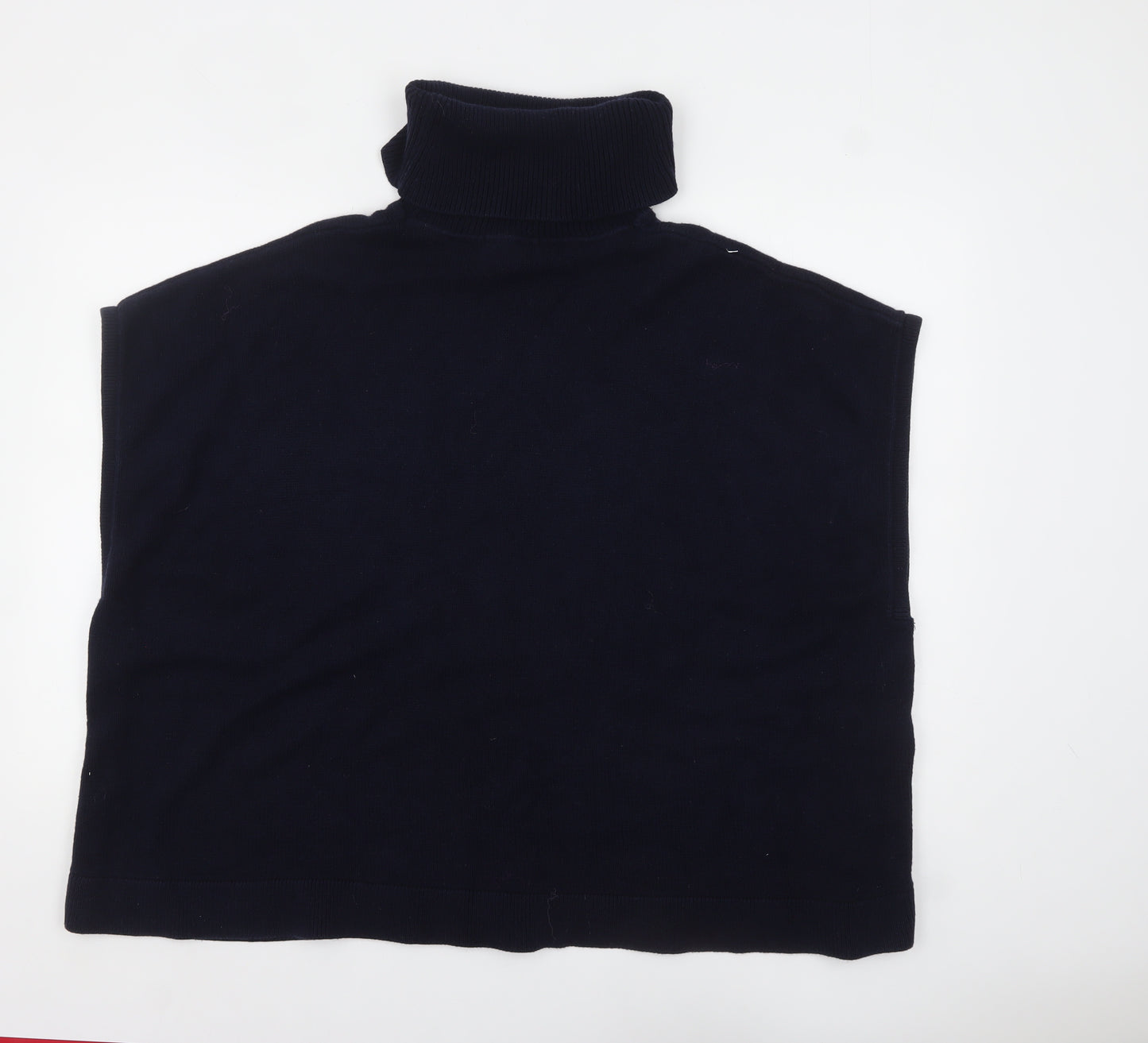 Boden Women Blue Roll Neck Button Cape Style Sleeveless Jumper M