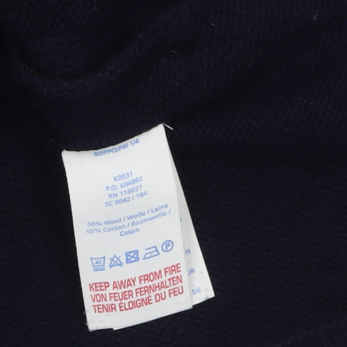 Boden Women Blue Roll Neck Button Cape Style Sleeveless Jumper M