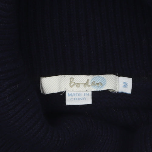 Boden Women Blue Roll Neck Button Cape Style Sleeveless Jumper M