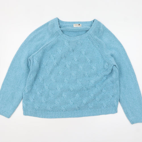 Marks and Spencer Women's Blue Cable-Knit Jumper Size 22