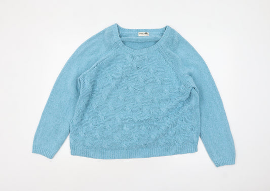 Marks and Spencer Women's Blue Cable-Knit Jumper Size 22