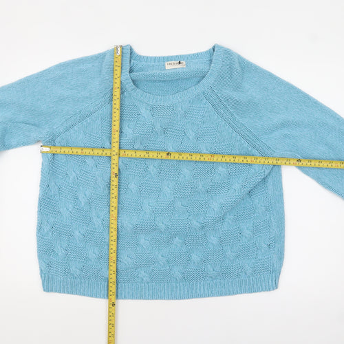Marks and Spencer Women's Blue Cable-Knit Jumper Size 22