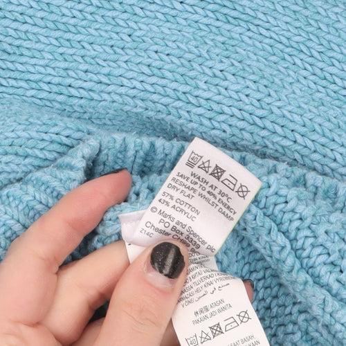 Marks and Spencer Women's Blue Cable-Knit Jumper Size 22