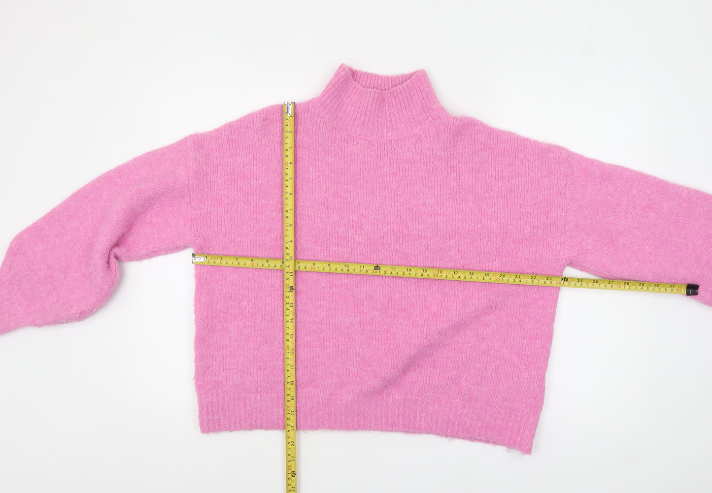 KILKY Women Pink Mock Neck Chunky Knit Wool Blend Pullover Jumper One Size
