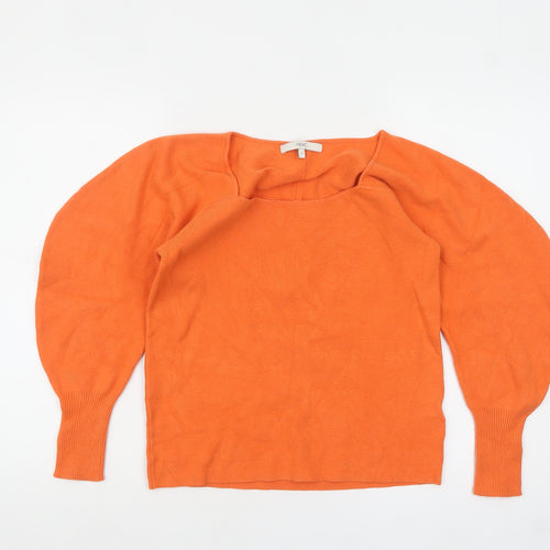 Next Women’s Orange Long Sleeve Square Neck Knitted Jumper Size 12