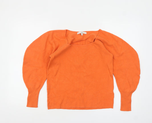 Next Women’s Orange Long Sleeve Square Neck Knitted Jumper Size 12