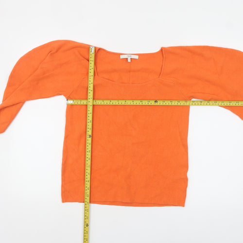 Next Women’s Orange Long Sleeve Square Neck Knitted Jumper Size 12