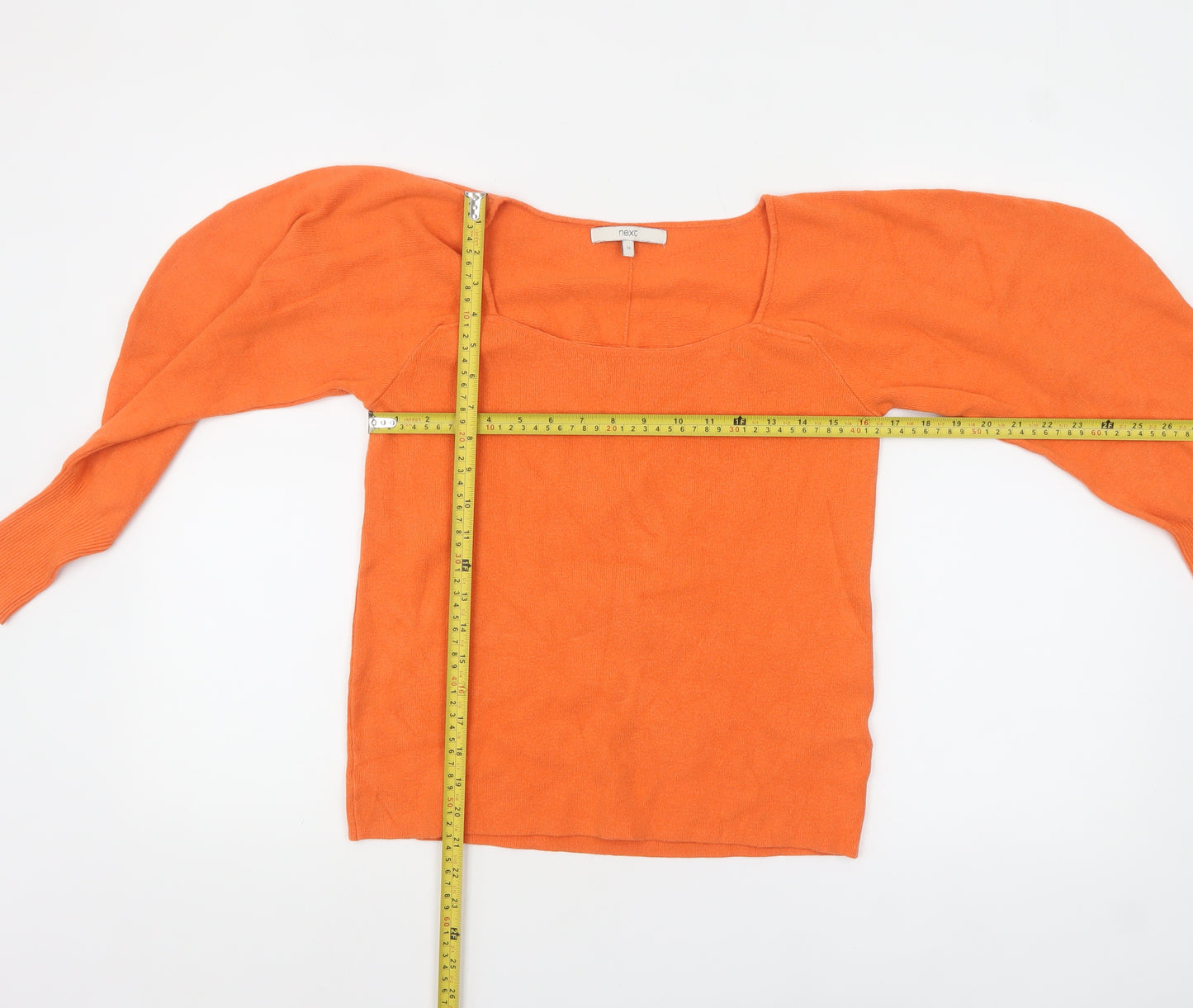 Next Women’s Orange Long Sleeve Square Neck Knitted Jumper Size 12